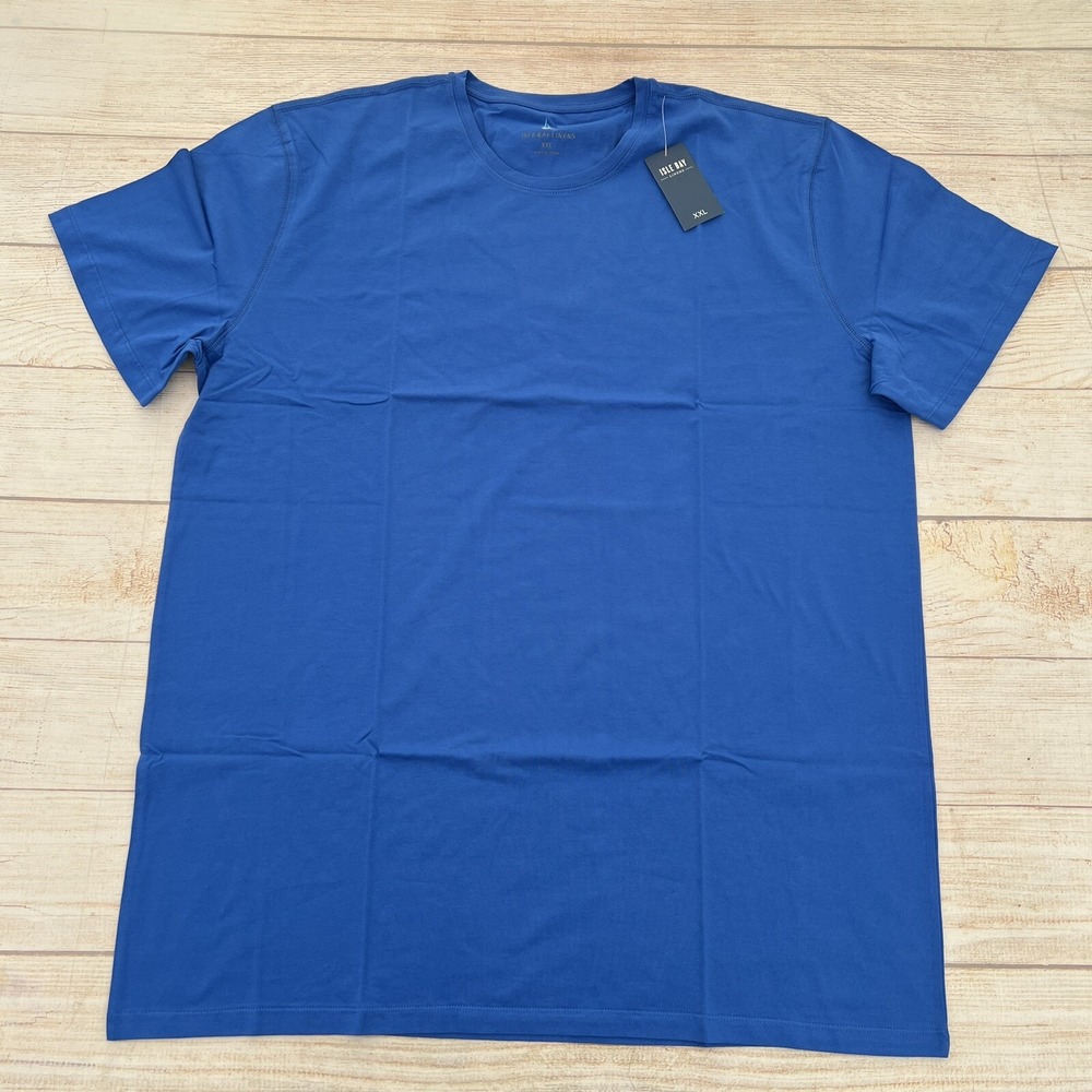 Men's NWT  Isle Bay linens Blue 100% Cotton Crew Neck T-shirt Size 2XL